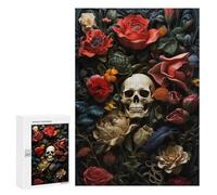 300 PCS Teenagers Puzzles Floral Skull Artwork Jigsaw for Teenagerss Improve Memory Every Piece Is Unique - Unique Birthday And Gifts 300 PCS