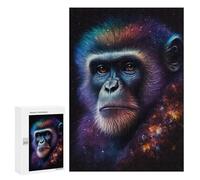 300 PCS Teenagers Puzzles Galactic Chimpanzee Portrait Jigsaw for Teenagerss Improve Memory Every Piece Is Unique - Unique Birthday And Gifts 300 PCS