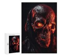 300 PCS Teenagers Puzzles Glowing Red Skull Mask Adult Jigsaw Relax Games Difficult Hard Unique Gifts for Birthday And Christmas 300 PCS