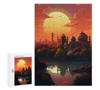 300 PCS Teenagers Puzzles Golden Sunset Palace Reflections Adult Jigsaw Puzzle Hands-on Game Difficult Challenge for Is Ideal As A Gift 300 PCS