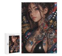 300 PCS Teenagers Puzzles Japanese Tattooed Woman with Katana Adult Jigsaw Puzzle Hands-on Game Difficult Challenge for Is Ideal As A Gift 300 PCS