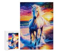 300 PCS Teenagers Puzzles Magical Sunset Horse Art Print Jigsaws for Adults Puzzle Difficult Hard Challenging To Complete Challenging Game Toys 300 PCS
