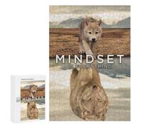 300 PCS Teenagers Puzzles Mindset Is Everything Wolf Adult Jigsaw Puzzle Hands-on Game Difficult Challenge for Is Ideal As A Gift 300 PCS