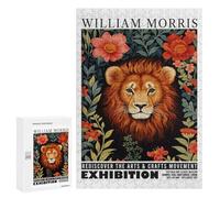 300 PCS Teenagers Puzzles Morris Floral Lion Exhibition Jigsaws for Adults Puzzle Difficult Hard Challenging To Complete Challenging Game Toys 300 PCS