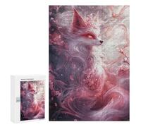 300 PCS Teenagers Puzzles Mystical Fox with Cherry Blossoms Jigsaws for Adults Puzzle Difficult Hard Challenging To Complete Challenging Game Toys 300 PCS