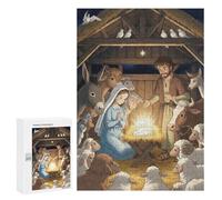 300 PCS Teenagers Puzzles Nativity Scene with Mary, Joseph, And Animals Adult Jigsaw Relax Games Difficult Hard Unique Gifts for Birthday And Christmas 300 PCS