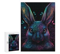 300 PCS Teenagers Puzzles Neon Rabbit Art Print Jigsaw for Teenagerss Improve Memory Every Piece Is Unique - Unique Birthday And Gifts 300 PCS