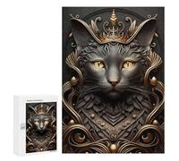 300 PCS Teenagers Puzzles Queen Cat Golden Art Deco Adult Jigsaw Puzzle Hands-on Game Difficult Challenge for Is Ideal As A Gift 300 PCS