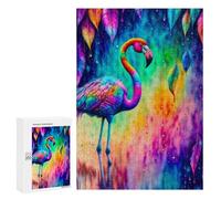 300 PCS Teenagers Puzzles Rainbow Flamingo Art Print Adult Jigsaw Puzzle Hands-on Game Difficult Challenge for Is Ideal As A Gift 300 PCS