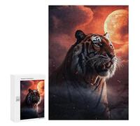 300 PCS Teenagers Puzzles Roaring Tiger Under Moonlit Sky Adult Jigsaw Relax Games Difficult Hard Unique Gifts for Birthday And Christmas 300 PCS