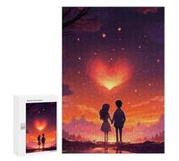 300 PCS Teenagers Puzzles Romantic Sunset Heart Adult Jigsaw Puzzle Hands-on Game Difficult Challenge for Is Ideal As A Gift 300 PCS