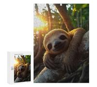 300 PCS Teenagers Puzzles Smiling Sloth on Branch in Sunlight Adult Jigsaw Puzzle Hands-on Game Difficult Challenge for Is Ideal As A Gift 300 PCS