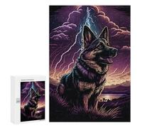 300 PCS Teenagers Puzzles Thunderstorm German Shepherd Art Print Jigsaws for Adults Puzzle Difficult Hard Challenging To Complete Challenging Game Toys 300 PCS
