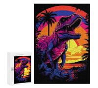 300 PCS Teenagers Puzzles Vibrant Dinosaur Sunset Art Print Adult Jigsaw Relax Games Difficult Hard Unique Gifts for Birthday And Christmas 300 PCS
