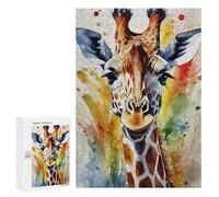 300 PCS Teenagers Puzzles Watercolor Painted Giraffe Adult Jigsaw Relax Games Difficult Hard Unique Gifts for Birthday And Christmas 300 PCS