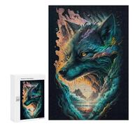 300 PCS Teenagers Puzzles Whimsical Wolf Portrait -1 Adult Jigsaw Relax Games Difficult Hard Unique Gifts for Birthday And Christmas 300 PCS