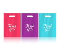 300 Pcs Thank You Bags for Business Small, 3 Colors Small Plastic Shopping Bags for Business, 9x12 Thank You Gift Bag with Handles for Retail Stores Packaging Wholesale Goodie Boutique Clothes Bag