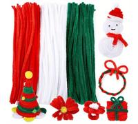 300 PCS Thick Pipe Cleaners Craft Supplies Red,Green,White Color Christmas Chenille Stems for Art and Craft Projects Creative DIY Decorations (Christmas color)