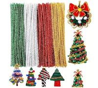 300 PCS Thick Pipe Cleaners Craft Supplies Yellow,Green,Brown Color Sunflower Chenille Stems for Art and Craft Projects Creative DIY Decorations (Glitter color)