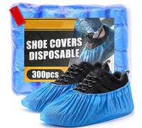 300 Pcs Waterproof Disposable Plastic Shoe Covers, Blue | Non-Slip, One Size Fits Most, Home & Clinic Use, Lab & Workshop Use, Overshoes