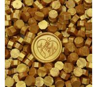 300 Pcs Wax Seal Beads, Gold Sealing Wax Beads, Refilling Octagon WaxSealingBeads for WaxStamp Sealing, Perfect for Wedding Invitations, Christmas Cards, Envelopes (Gold)