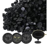 300 Pcs Wax Seal Beads, Sealing Wax Beads, Refilling Octagon Wax Sealing Beads for Wax Stamp Sealing, Perfect for Wedding Invitations, Christmas Cards, Envelopes, Letter Sealing (Black)