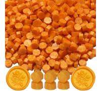 300 Pcs Wax Seal Beads, Sealing Wax Beads, Refilling Octagon Wax Sealing Beads for Wax Stamp Sealing, Perfect for Wedding Invitations, Christmas Cards, Envelopes, Letter Sealing (Orange Yellow)