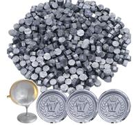 300 Pcs Wax Seal Beads, Silver Sealing Wax Beads, Refilling Octagon WaxSealingBeads for WaxStamp Sealing, Perfect for Wedding Invitations, Christmas Cards, Envelopes (Silver)