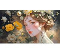 300 pcs Woman with A Floral Crown Puzzles for Adults, Impossible Hard Difficult Challenging Jigsaw