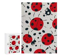 300 PCS Woode Puzzles for Aldult, Personalized Wooden Puzzles for Family Games, Funny Red Black Spotted Ladybug Jigsaw Puzzle with Box for Gift, Lightweight Puzzle Piece for Beginner
