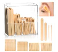 300 Pcs Wooden Wax Applicator Kit 4 Style Wax Applicator Sticks with 4 Compartments Acrylic Waxing Sticks Organizer Small Medium Large Waxing Applicators Waxing Sticks Assorted for Body Legs Face