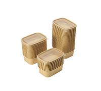 WPARHUS 50 pcs X 750ml Kraft Food Containers with PP Lids Rectangular Takeaway Box, Kraft Paper Salad Box, Take Out Salad Box, Oil and Water Resistant, for Takeaway, Fitness Lunch, Salad (Case of 50)