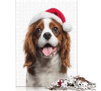 300 Piece Cavalier King Charles Spaniel Dog with Santa Hat Portrait Adult Jigsaw Puzzle Wooden Puzzles for Teenagers Gifts Puzzle for Adults And Teenager 300pcs (40x28cm)