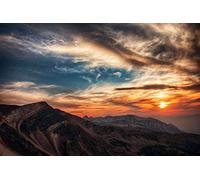 300 Piece Challenge Puzzles for Kids and Adults Beautiful Mountain Landscape at Dusk Thick Puzzle, Each Piece is Unique, Puzzle with Letters on the Back 38x26CM