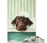 300 Piece Doggy Bath Time Square Jigsaw Puzzles for Adults, Wooden Puzzles Educational Game for Children 300pcs (40x28cm)