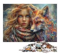 300 Piece Enchanted Fox & Maiden Square Puzzles for Adults, Wooden Puzzles Family Entertainment Toys 300pcs (40x28cm)