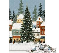 300 Piece Festive Winter Scene Square Puzzles for Adults And Wooden Puzzles Family Activity 300pcs (40x28cm)