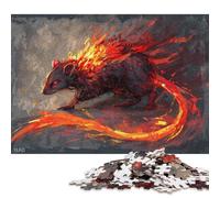 300 Piece Flaming Rat Fury Square Puzzles for Adults, Wooden Puzzles Family Entertainment Toys 300pcs (40x28cm)