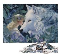 300 Piece Forest's Embrace Wolf And Maiden Square Jigsaw Puzzles for Adults & Wooden Puzzles Learning Educational Toys Family Games 300pcs (40x28cm)