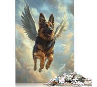 300 Piece German Shepherd with Angel Wings Loyal Companion Tribute Jigsaw Puzzle for Adult Teenagers Wooden Puzzles for Adults Family Puzzle Game 300pcs (40x28cm)