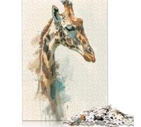 300 Piece Giraffe Portrait Art Jigsaw Puzzle for Adult Teenagers Wooden Puzzles for Adults Puzzles For Family Fun & Game Night 1000pcs (75x50cm)