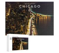 300 Piece Jigsaw Puzzle, Chicago Nights City Lights Reflecting on Wat