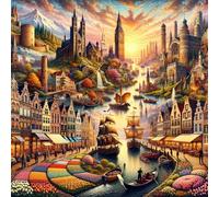 300 Piece Jigsaw Puzzle for Adults,Abstract Urban Architecture 14 x 14 Inches DIY Educational Game Challenge puzzle for adults teens decoration puzzles Suitable Wall Decoration Gifts Relax