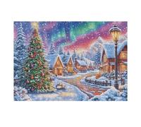 300 Piece Jigsaw Puzzle for Adults Aurora Christmas Village Snowy 300 PCS 40x28cm Retirement Gift for Elderly Great for Brain Health Memory Training Leisure Time Activity Gift