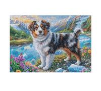 300 Piece Jigsaw Puzzle for Adults Australian Shepherd Fall Farm 40x28cm Expert Level Challenging Puzzle Great for Collectors Logical Thinking Skill Improvement Brain Training