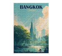 300 Piece Jigsaw Puzzle for Adults, Bangkok Thailand Cityscape Illustration