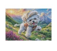 300 Piece Jigsaw Puzzle for Adults Bichon Frise Spring Flower Field 300 PCS 40x28cm Graduation Gift for Students Great for Brain Training Relaxation After Long Time Study Gift