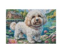 300 Piece Jigsaw Puzzle for Adults Bichon Frise Spring Flower Field 40x28cm Universal Puzzle for All Occasions Home Decor Family Fun Stress Relief All in One Gift