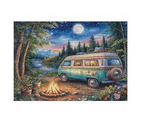 300 Piece Jigsaw Puzzle for Adults Camper Van Campfire Camping 40x28cm High Precision Cut Puzzle Perfect Seamless Fit No Gaps Smooth Assembly Experience Gift