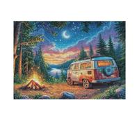 300 Piece Jigsaw Puzzle for Adults Camper Van Campfire Night Camping 40x28cm Expert Level Puzzle for Advanced Players Challenging Fun Great for Hobby Enthusiasts Gift